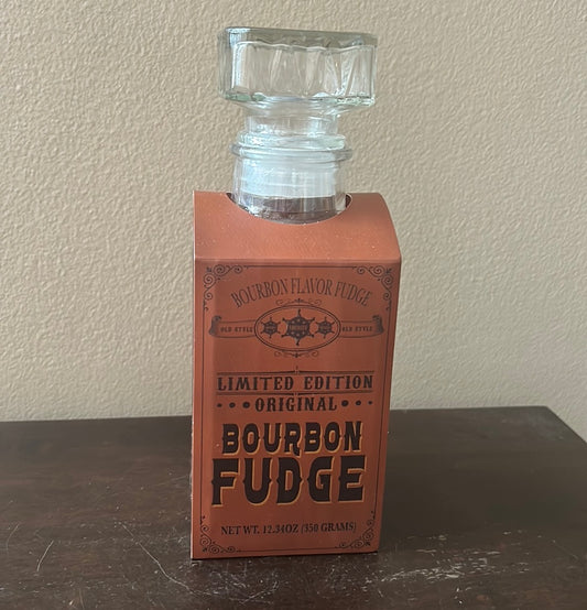 Bourbon Flavor Fudge In Glass Decanter  Limited Edition New Exp Apr 25