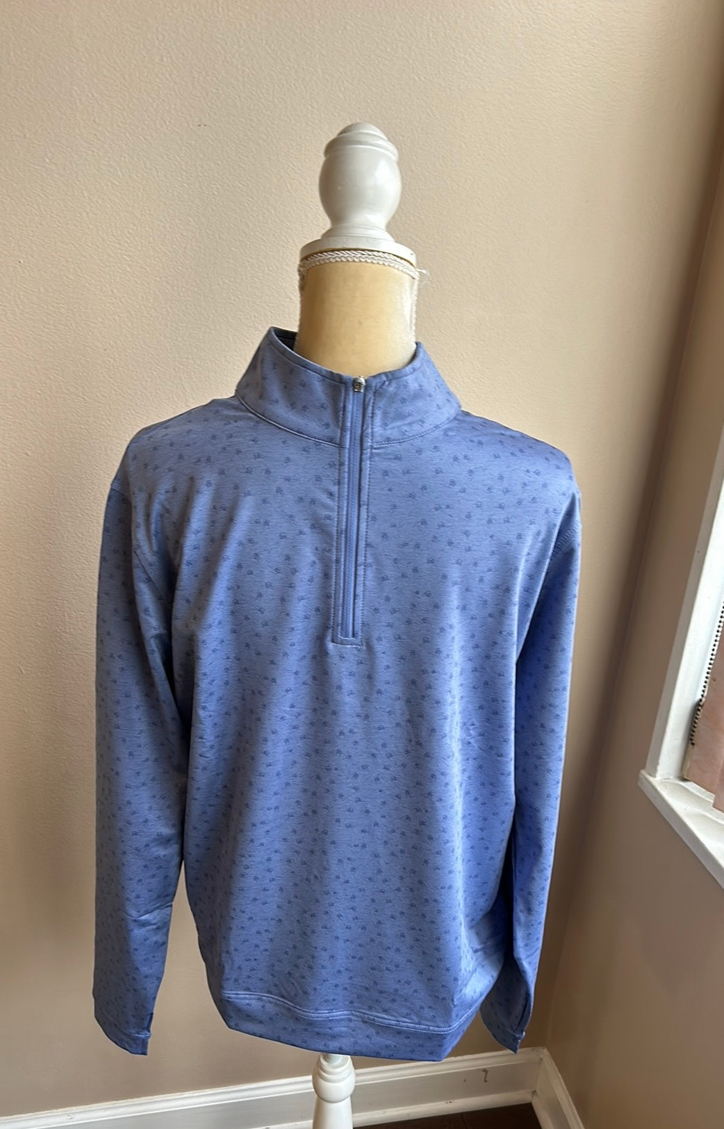 Peter Millar Perth Carts Performance Quarter-Zip Golf Pullover Port Blue NWT M