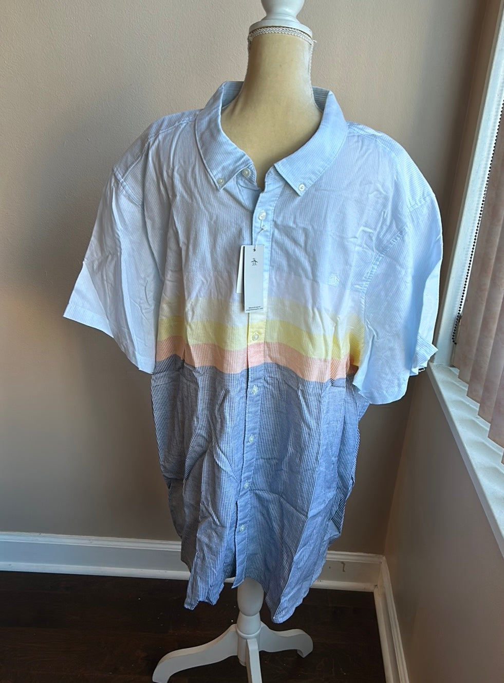 Original Penguin Men’s Multicolor Striped Shirt New Sz 4XL Cotton $95