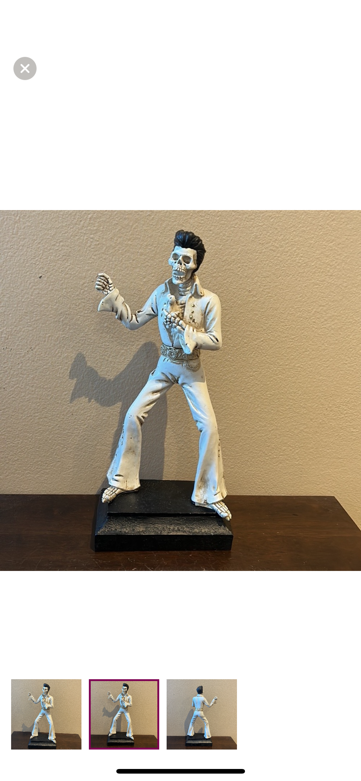 New  Elvis Holding A Skull Bone Mic Halloween Decor 12”