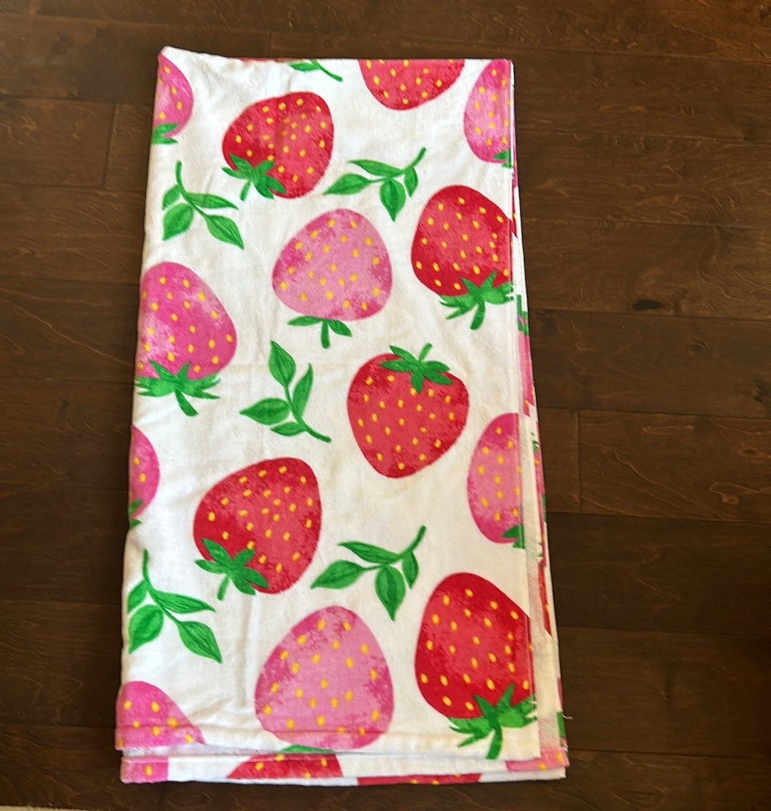 Deborah Connolly Designs Beach Towel Strawberry Print cotton Blend 36”x68"