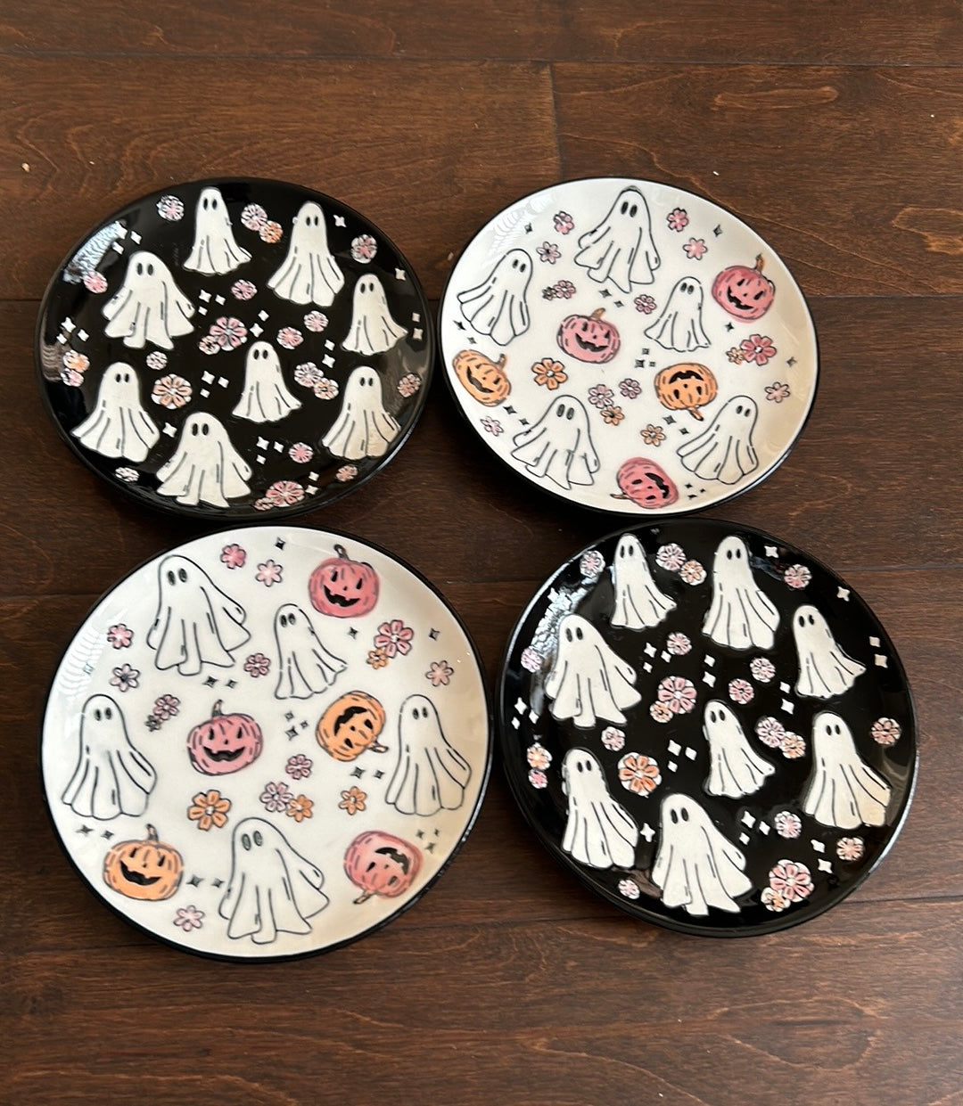 Potters Studio Set Of 4 Appetizer Dessert Plates New Jackolantern 6” Ghosts