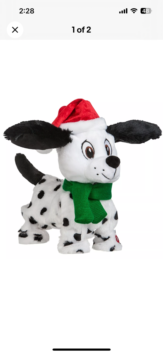 Gemmy Animated Christmas Dalmatian Puppy Dog Barks Dances JINGLE BELLS NWT