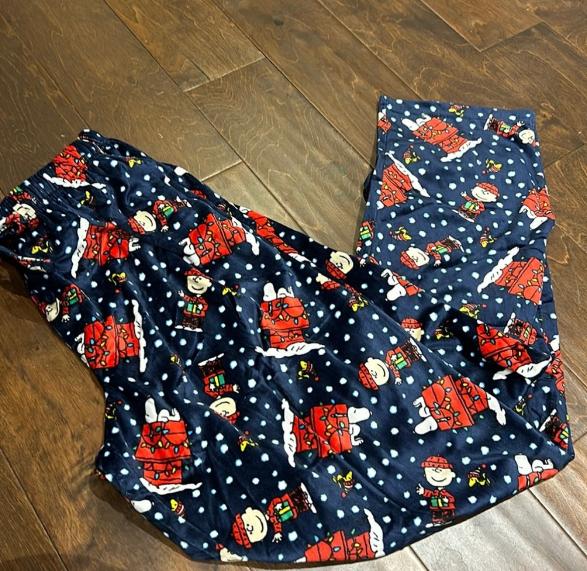 Snoopy Dog House Mens Pajama Pants Christmas  Lights New Sz XL New