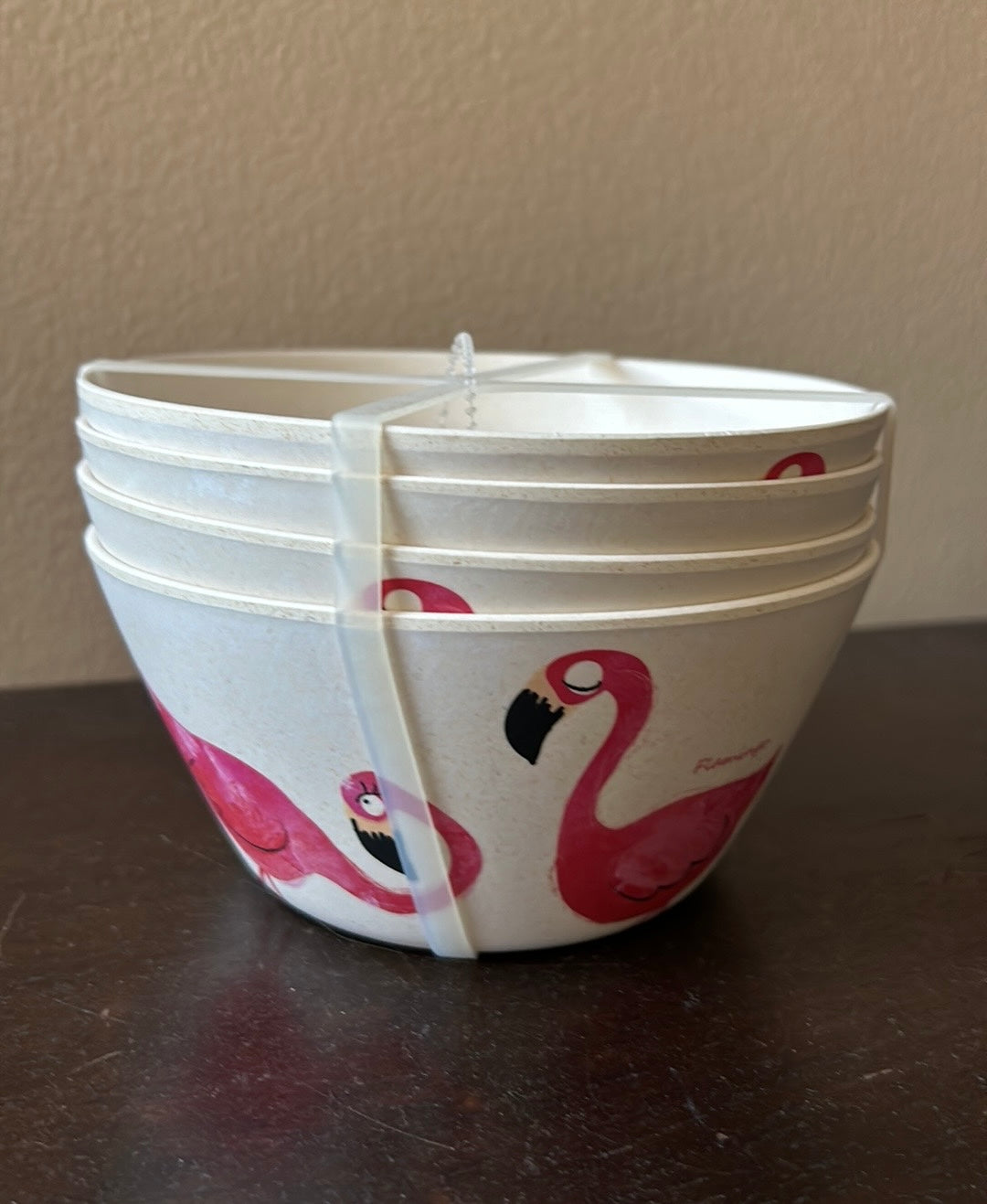 Naturally Danny Seo Flamingo ECO Friendly Bamboo Set Of 4 Bowls New