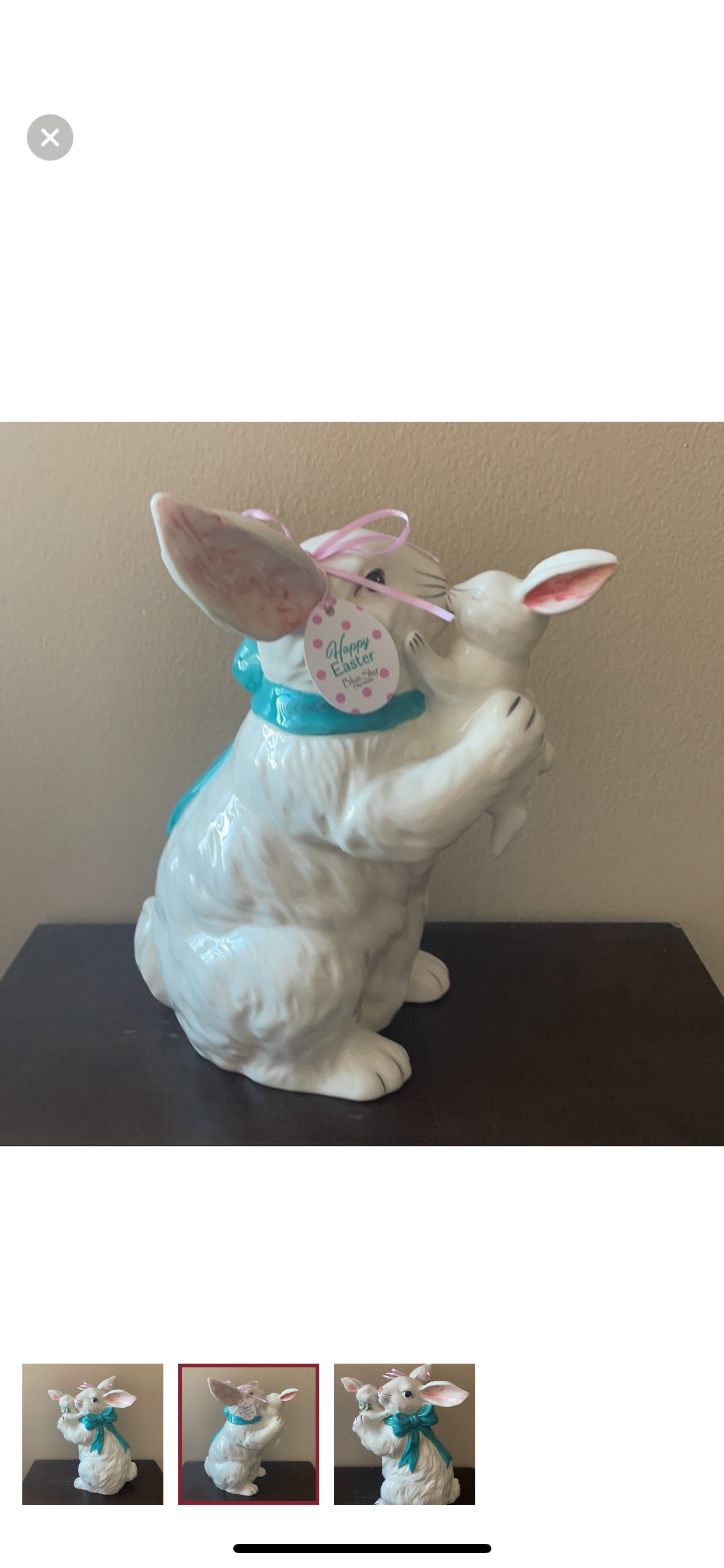 Blue Sky Clayworks Easter Bunny Mom & Baby Figurine New Ceramic White Blue 11”