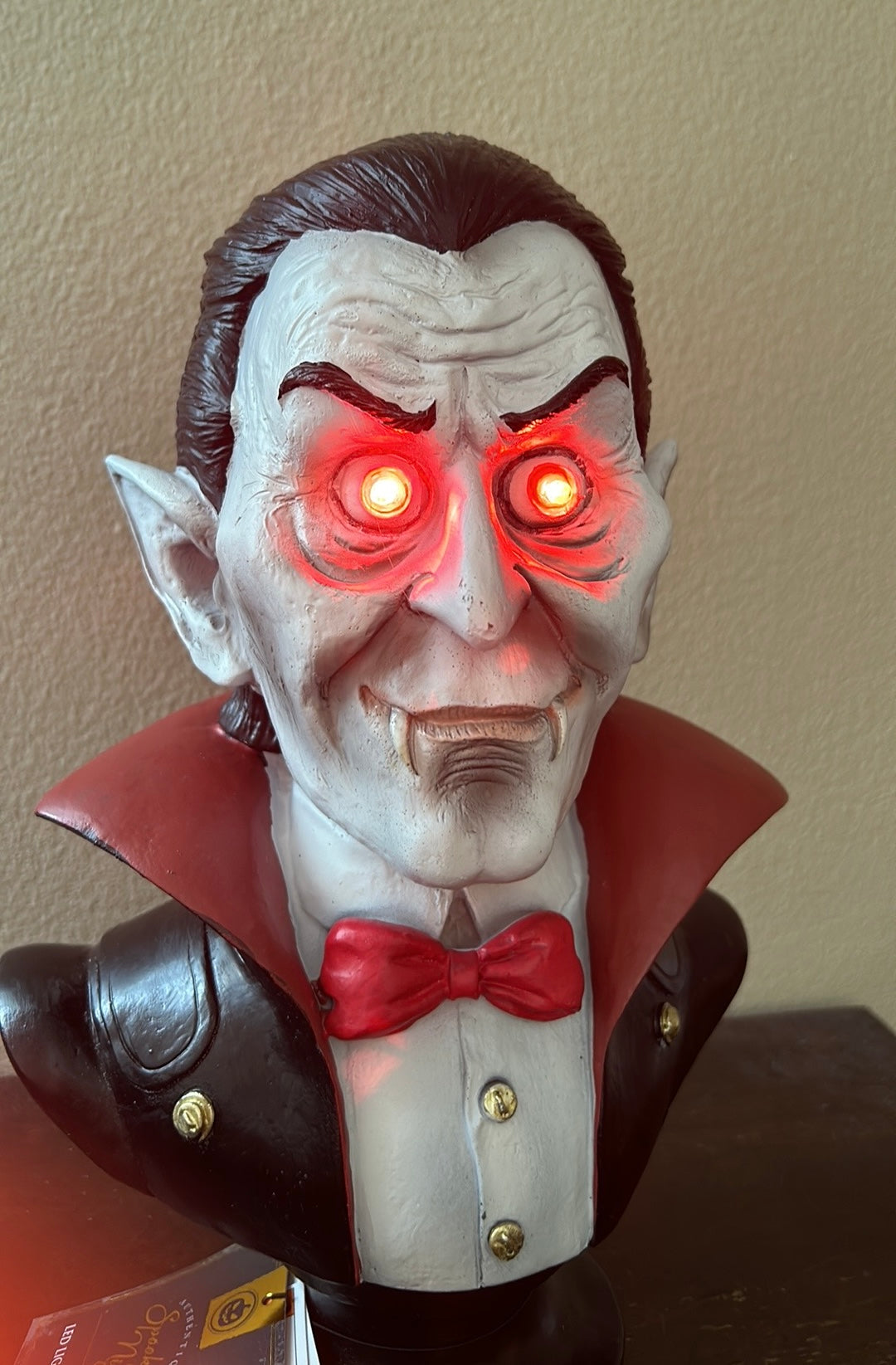 Count Dracula Light Up Halloween Bust Statue Decor 13” New Figurine