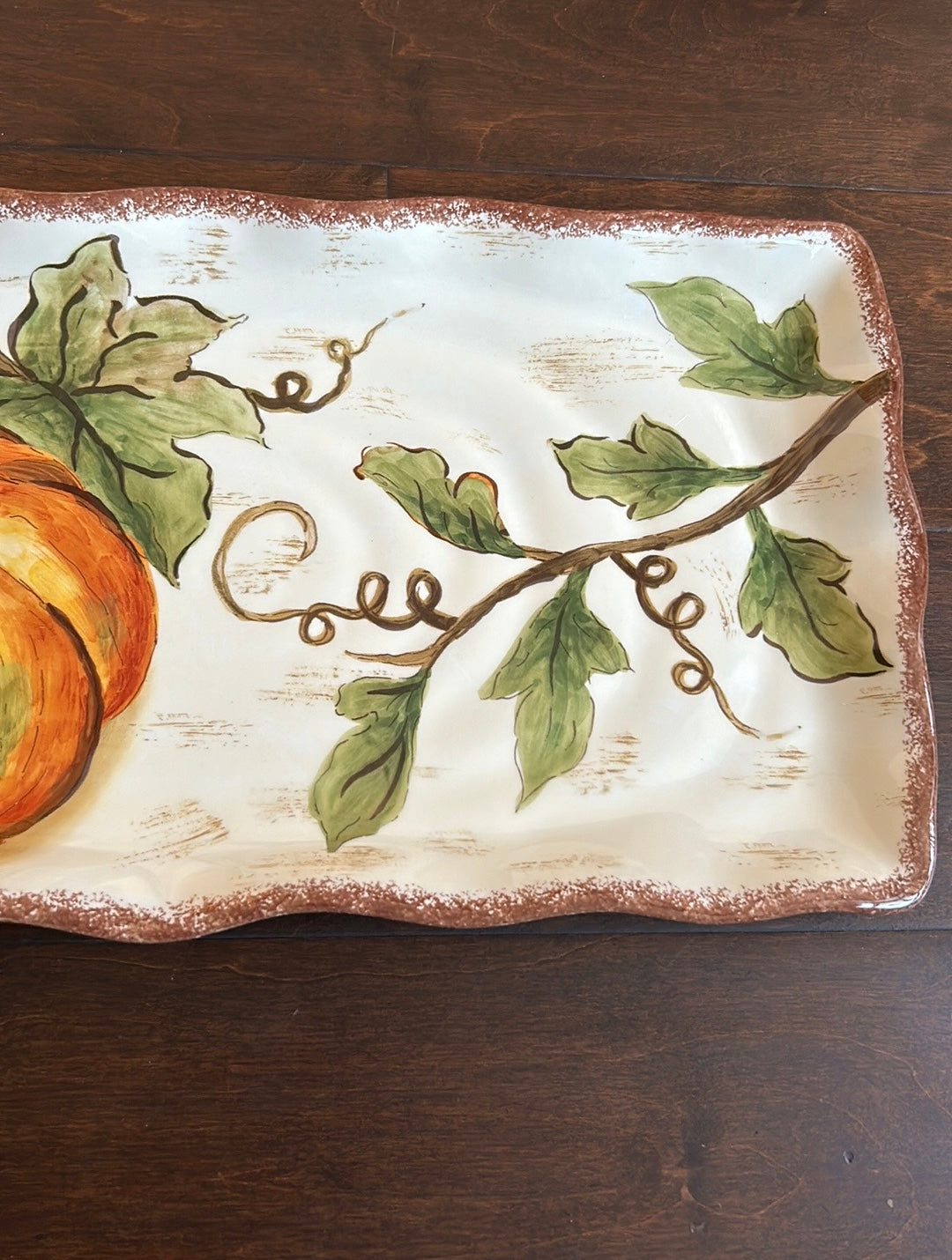 New Pumpkin Fall Leaves  Thanksgiving Serving Platter Ceramic New