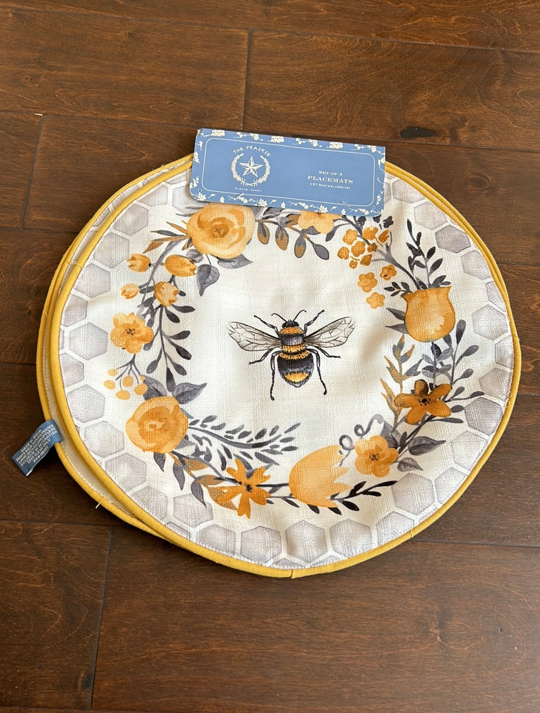 Rachel Ashwell Set Of 4 Placemats Bee Beehive Floral New