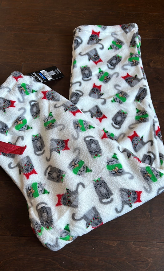 Pillow Talk Womens Christmas Cats Pajama Pants Plush Sz XL New