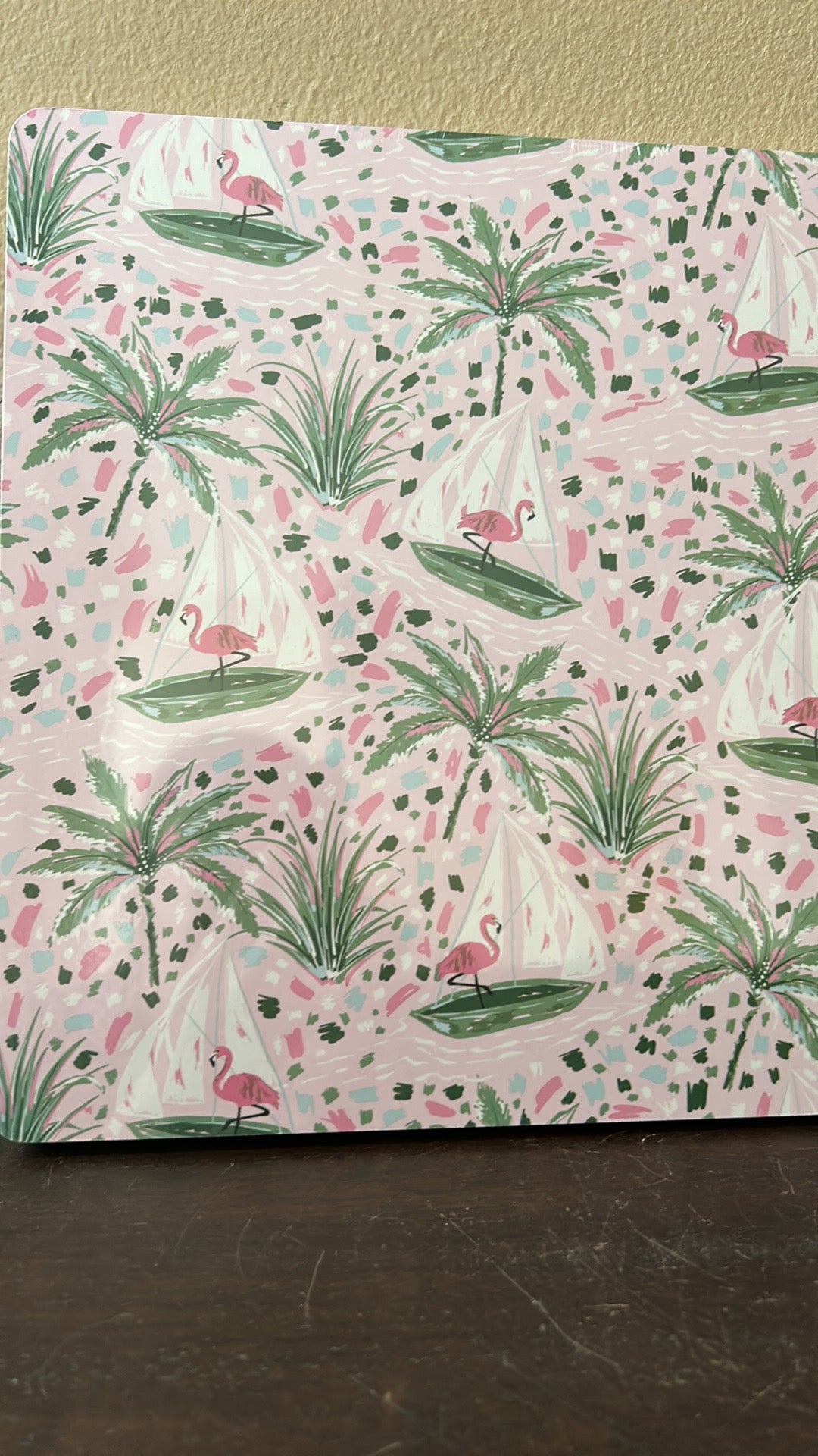 Palm Studio Set Of 4 Cork Placemats Palm Trees Flamingo Sailboats  Pink Green