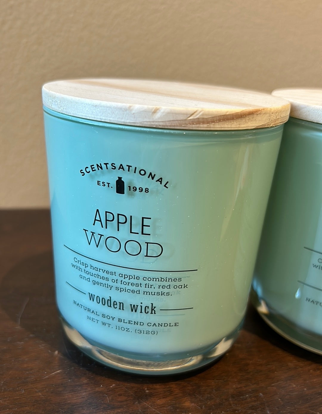 2 Scentsational Apple Wood Candles Wood Wick New Soy Blend 11 Oz