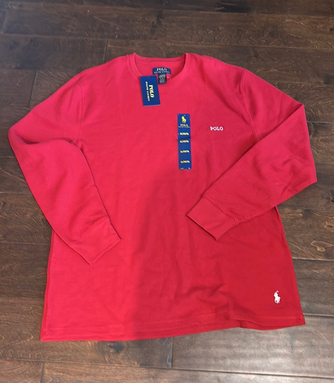 Polo Ralph Lauren Mens Waffle Knit Long Sleeve Tshirt Sz XL Thermal Red