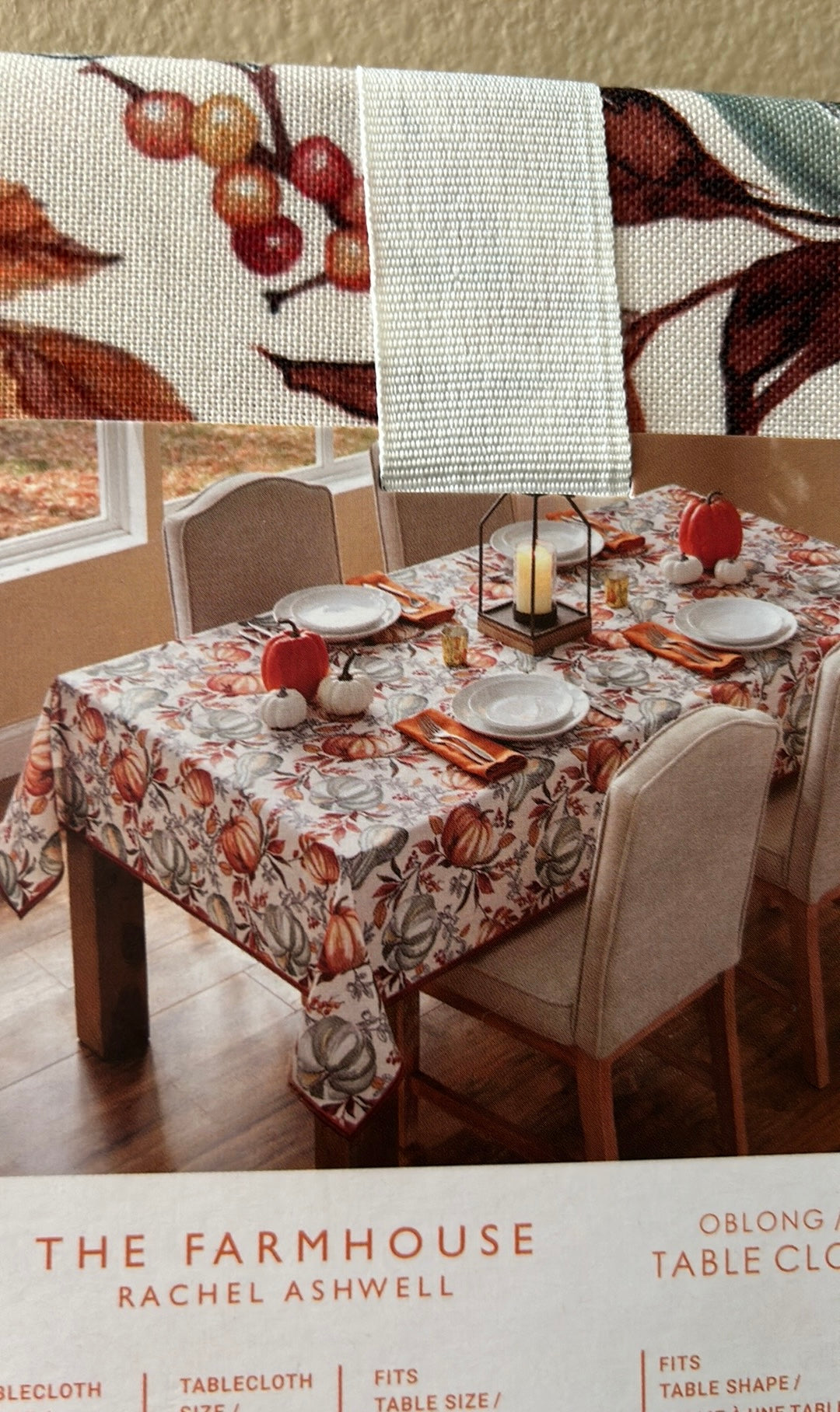 Rachel Ashwell New Tablecloth Fall Pumpkins Leaves Berries