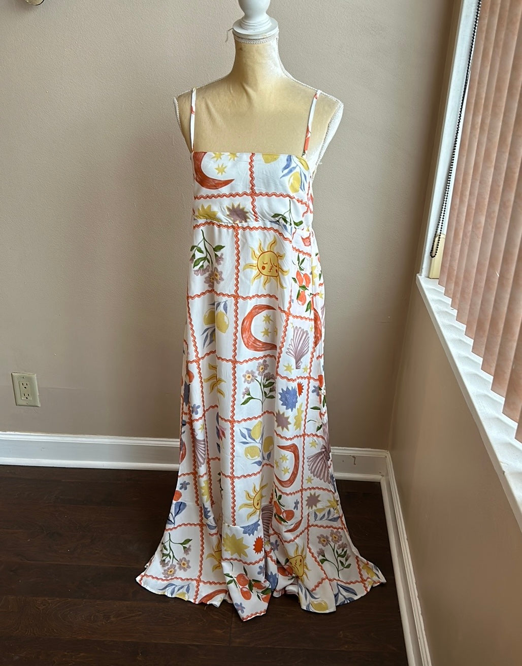 Paper Heart Womens Spring Summer  Dress Sz L Fruits Floral New