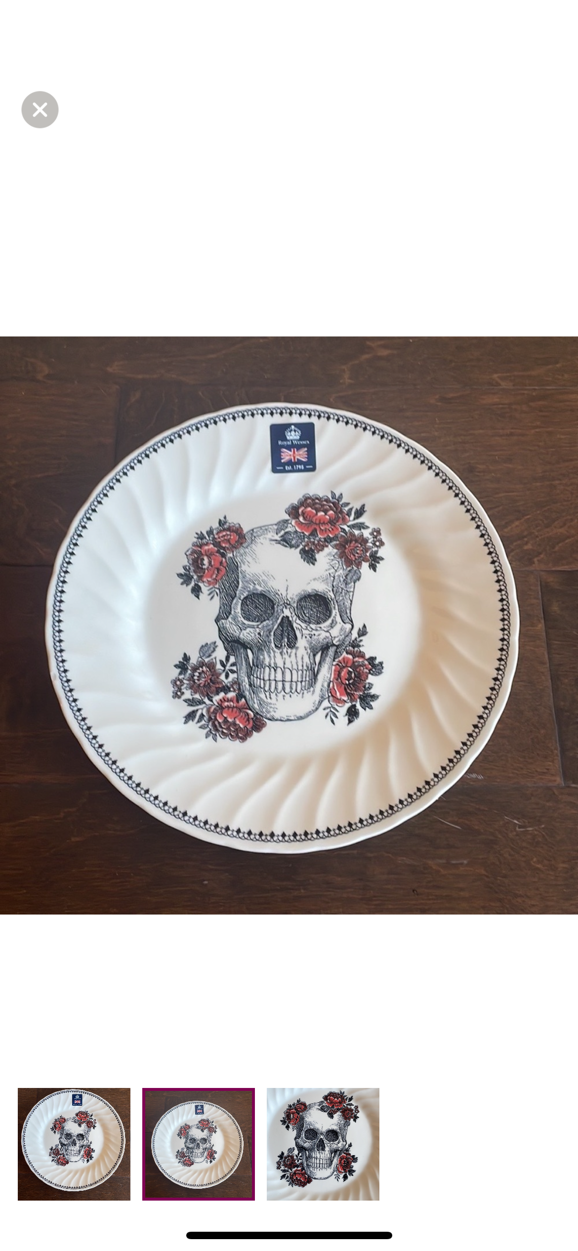 4 Royal Wessex Halloween Sugar Skull Red Rose Dinner Plate Set Day of the dead