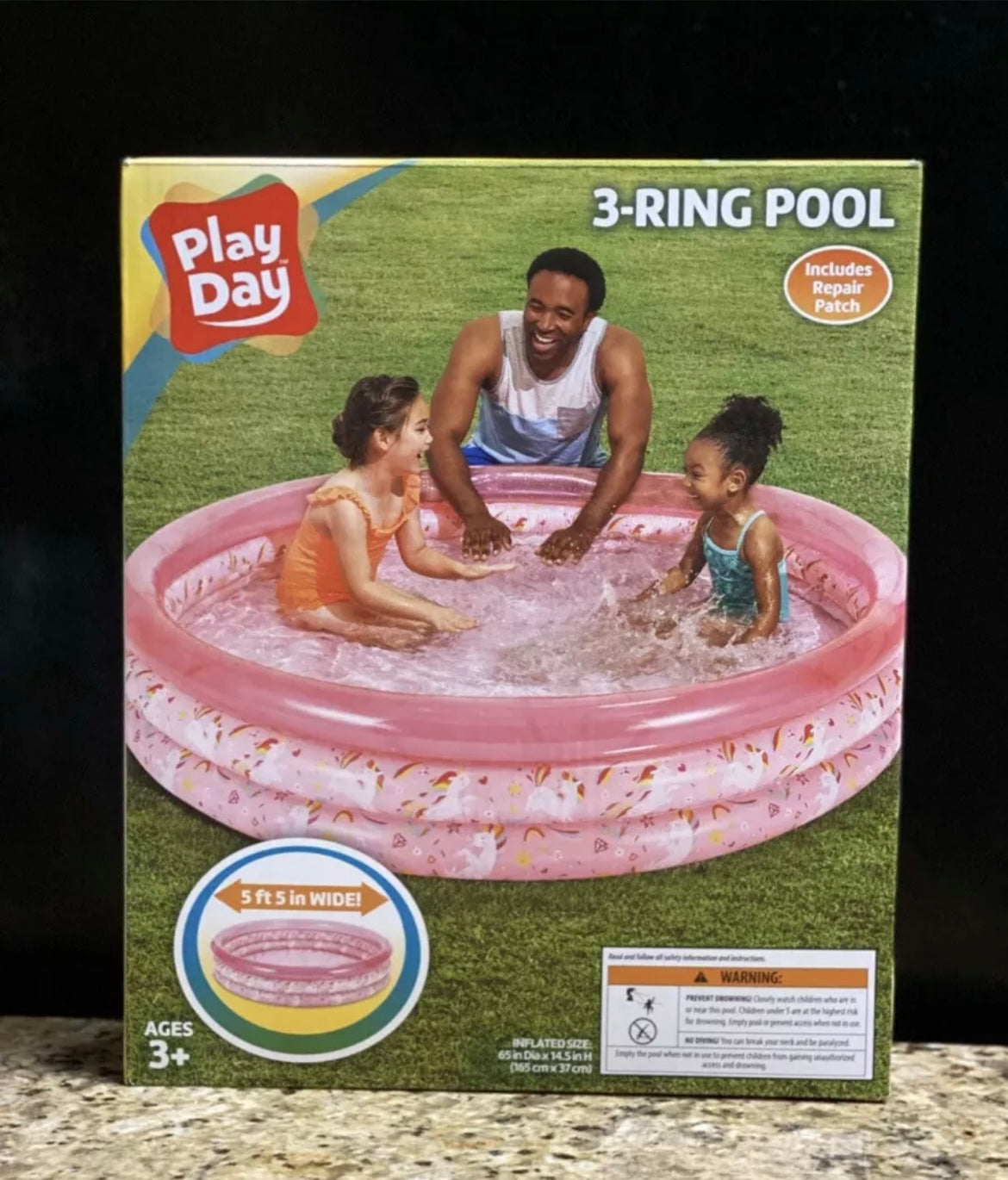 **NEW**PLAY DAY 3-RING PINK UNICORNS KIDS OUTDOOR SWIMMING POOL