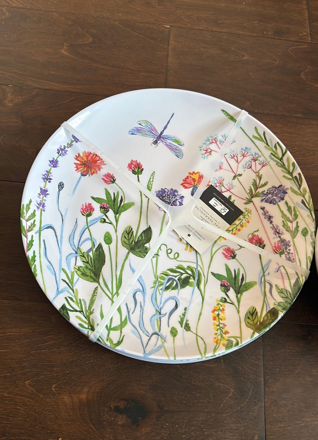 Rachel Ashwell Melamine 4 Dinner Plates 4 Salad Bowls Floral Dragonfly Lavender