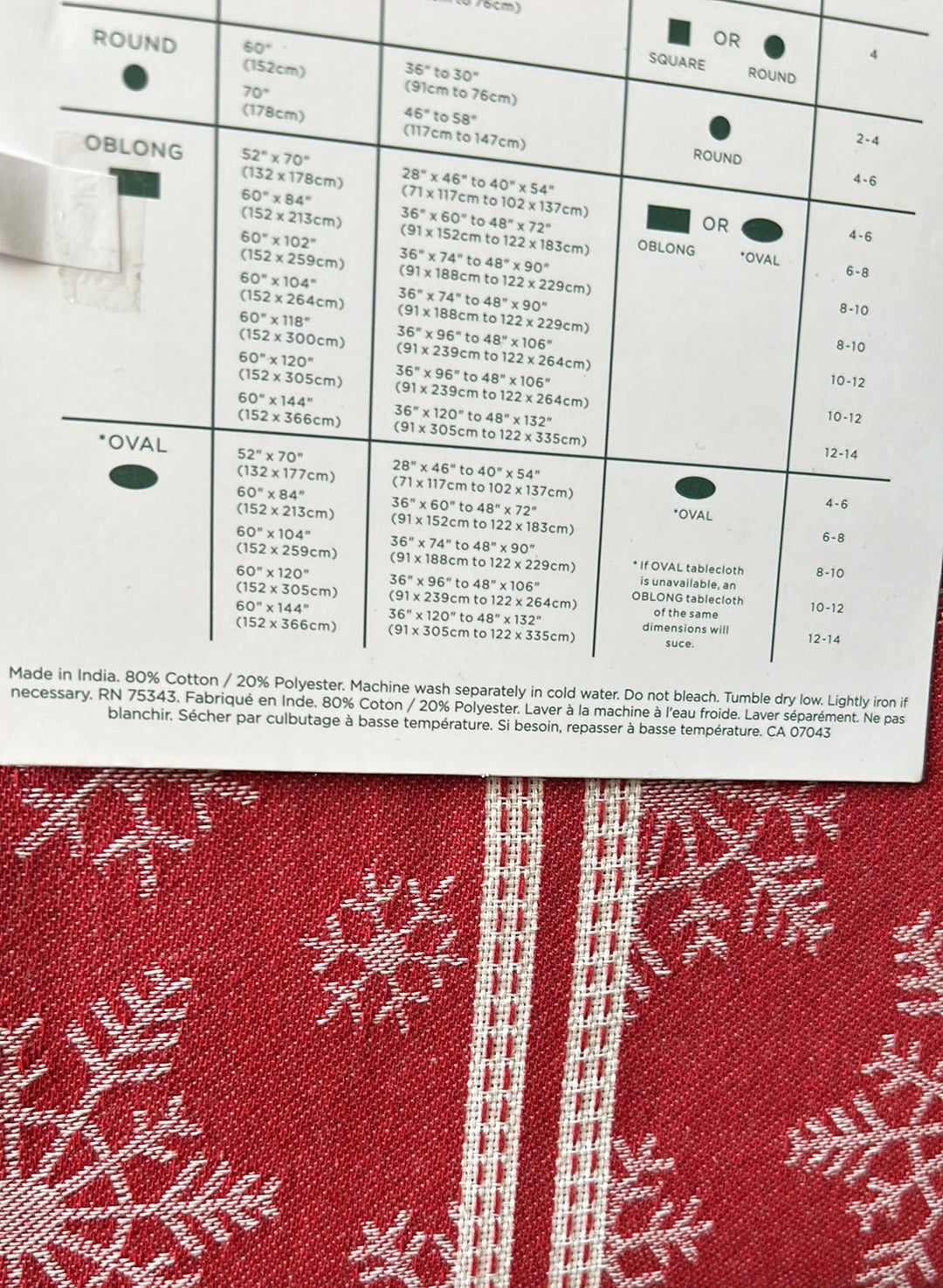 The Farmhouse Rachel Ashwell Christmas Tablecloth Snowflakes Oblong Red