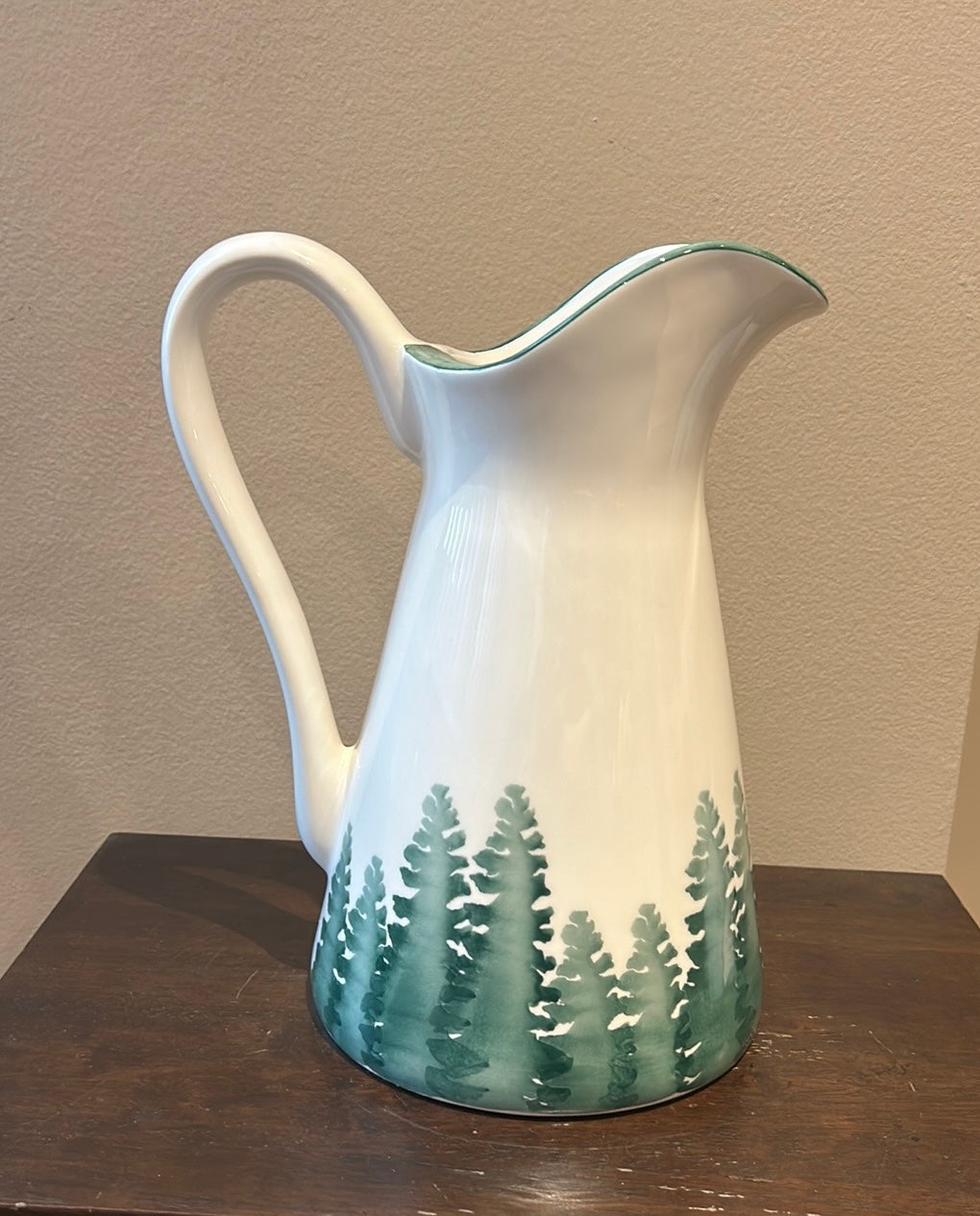 Farval Ceramics New Pitcher Christnas Evergreen Trees Handcrafted In Portugal