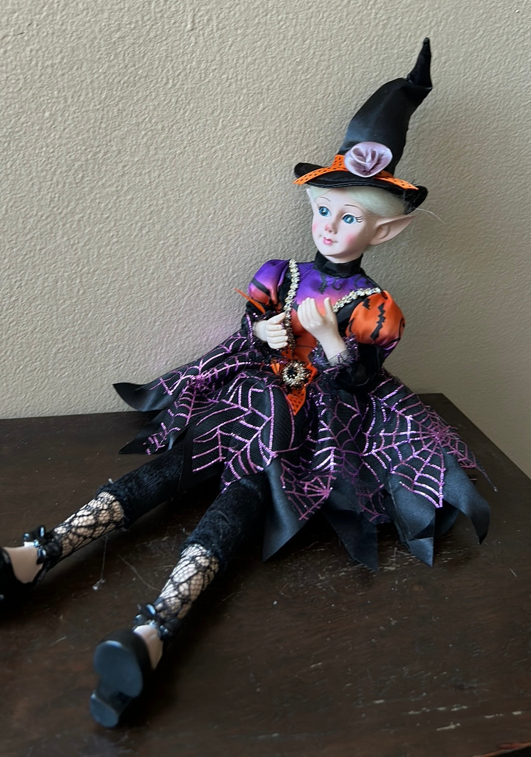 Christian Siriano Halloween Elf Shelf Sitter Posable Doll Mantel  18” Witch new