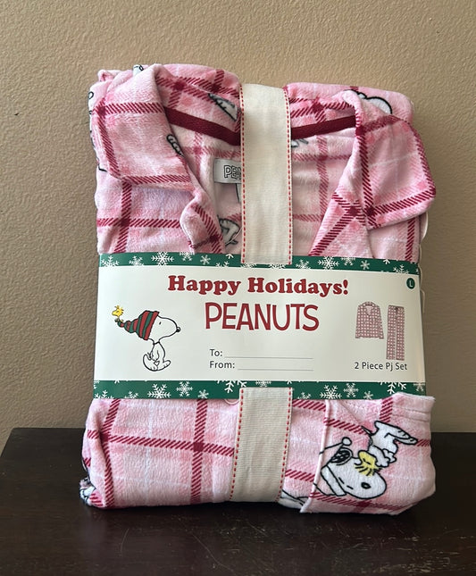 Munki Munki Snoopy Peanuts Pajama Gift Set Set Womens New Christmas Plaid
