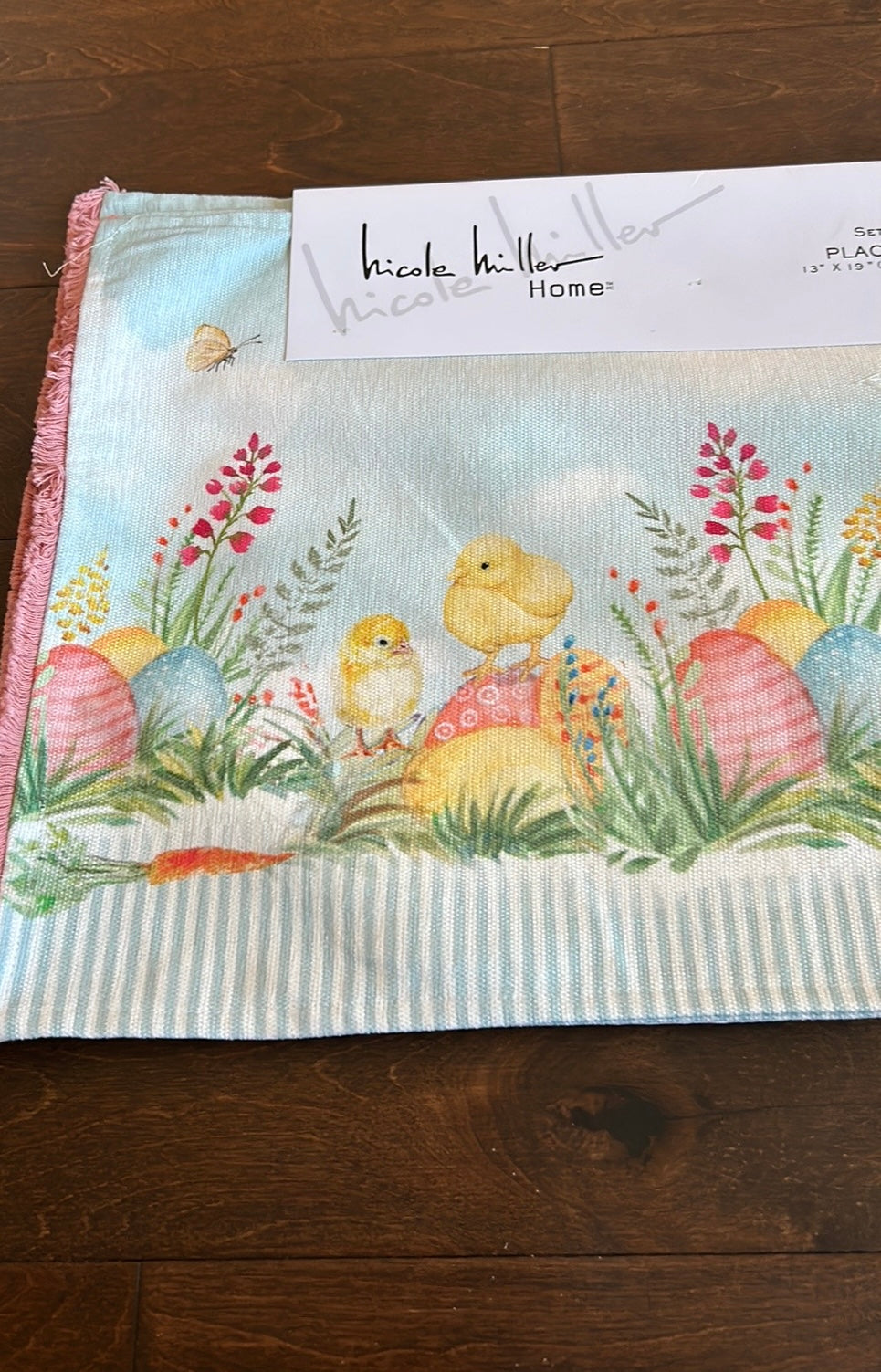 Nicole Miller Spring Garden Easter Eggs Chicks Floral Placemats Set Of 4