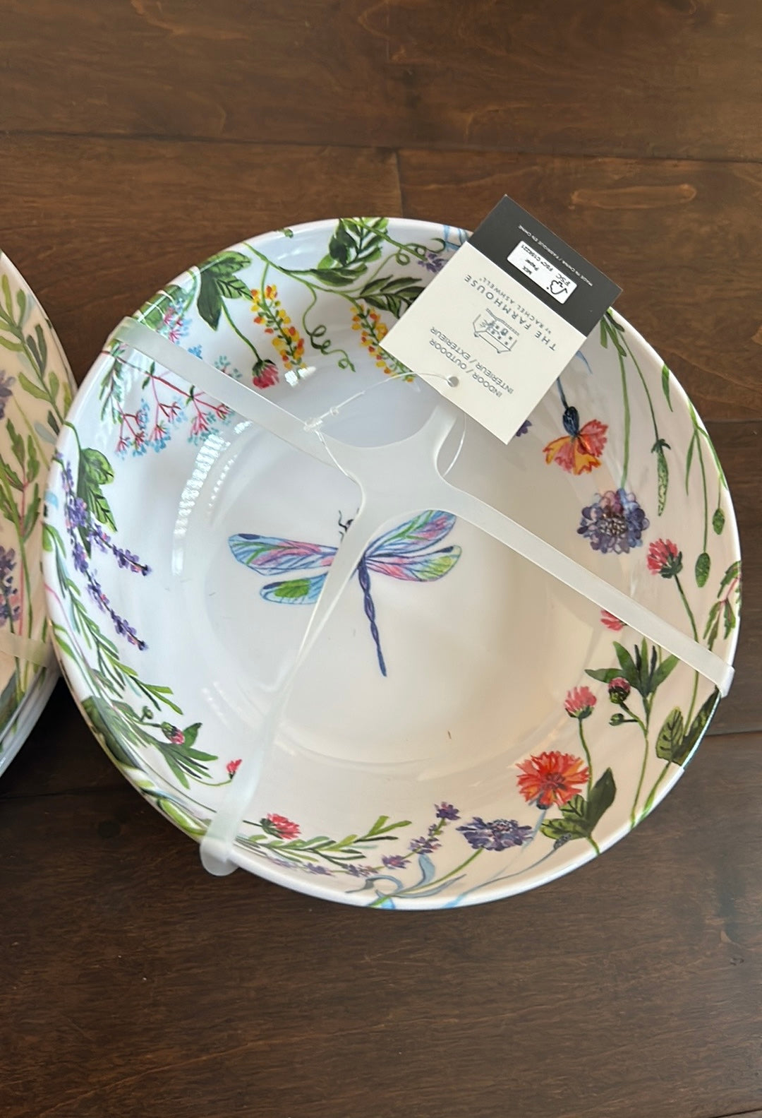 Rachel Ashwell Melamine 4 Dinner Plates 4 Salad Bowls Floral Dragonfly Lavender