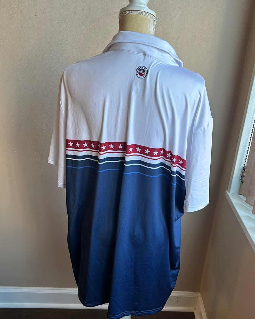 Flag & Anthem Men’s Polo Shirt New 2XL  White Blue Red