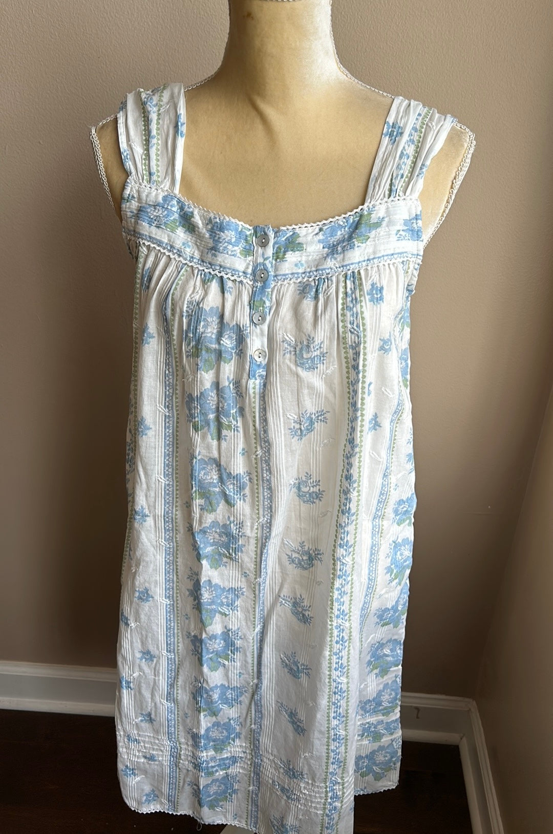 Rachel Ashwell Nightgown Cotton Blue White New Lace Floral