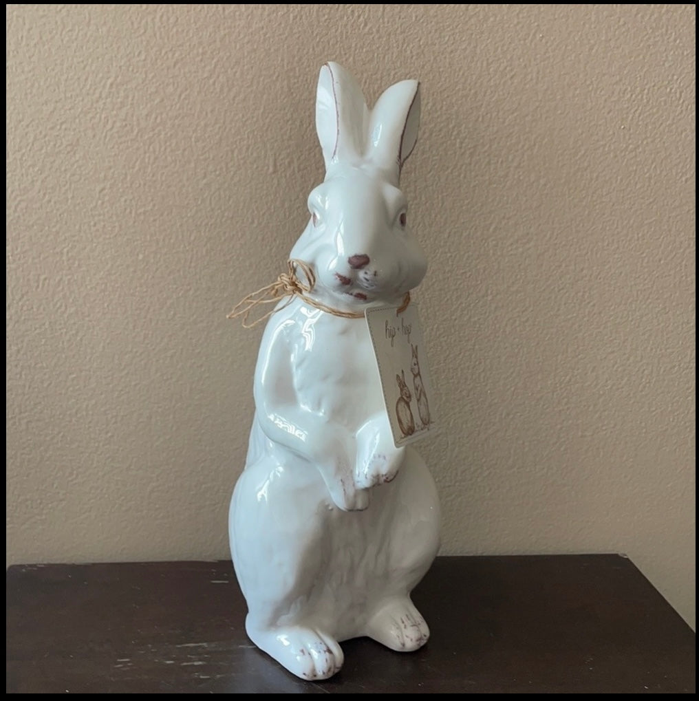 Cute Hip hop Ceramic Bunny Rabbit Easter Tabletop Figurine New 13” Tall