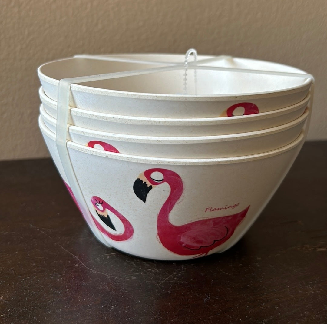 Naturally Danny Seo Flamingo ECO Friendly Bamboo Set Of 4 Bowls New