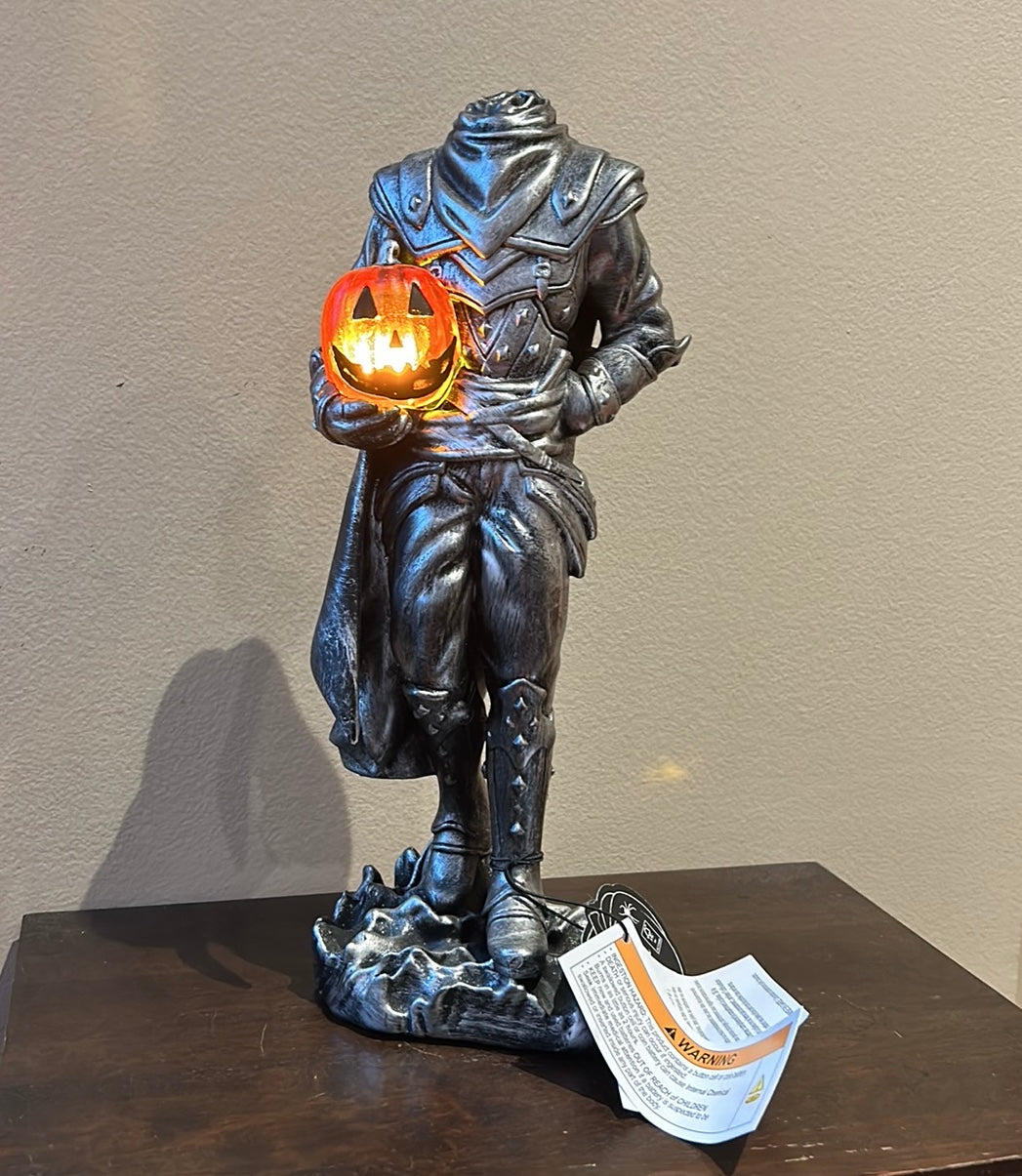 Halloween 14.5” Martha Stewart Headless Horseman Knight LED Light Up Silver New