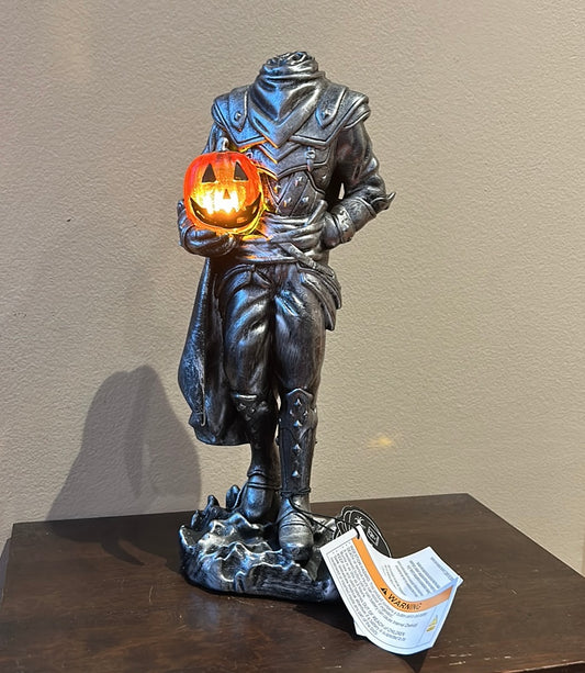 Halloween 14.5” Martha Stewart Headless Horseman Knight LED Light Up Silver New