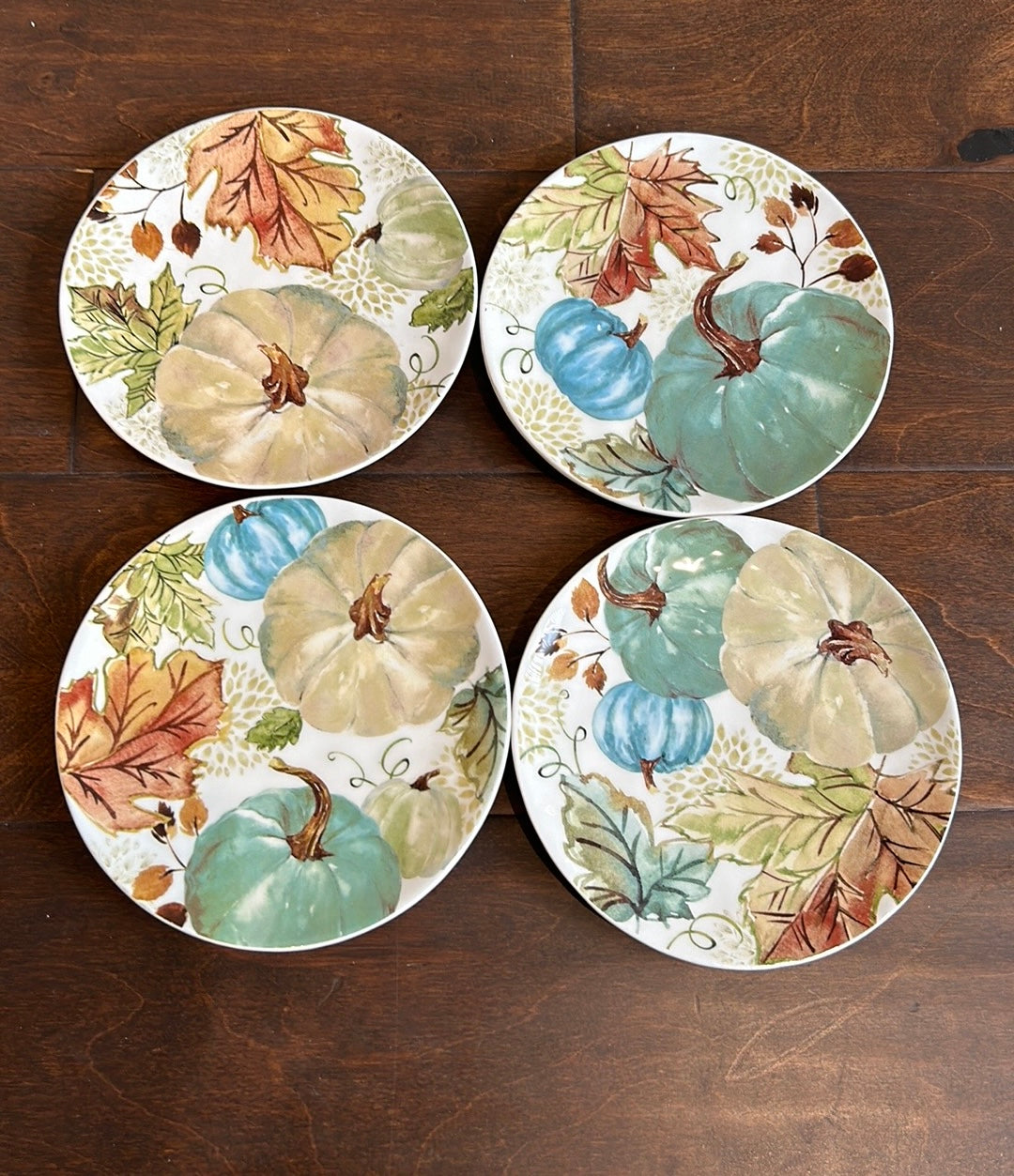 Potter’s Studio CERAMICS BOTANICAL PUMPKIN Appetizer Dessert Plates Set of 4 New