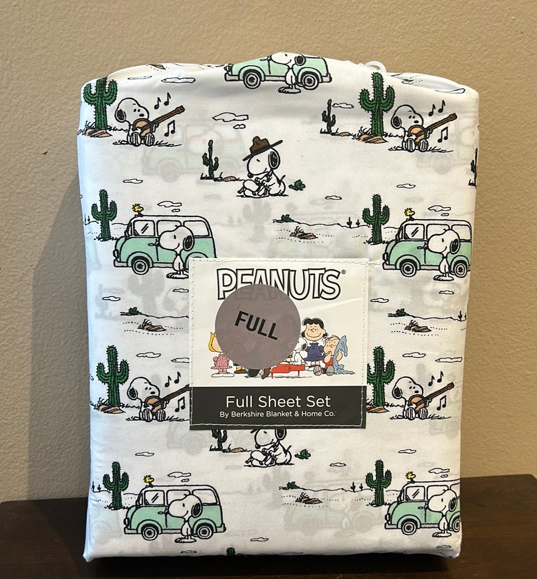 Peanuts Snoopy Camping Camper Sheet Set Full Desert Cactus NEW