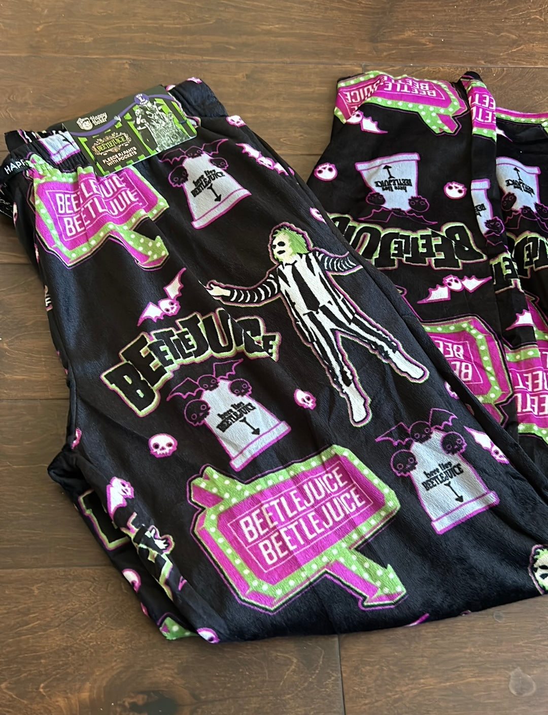 New Men’s Beetlejuice Halloween Pajama Pants Spooky Skulls Bats