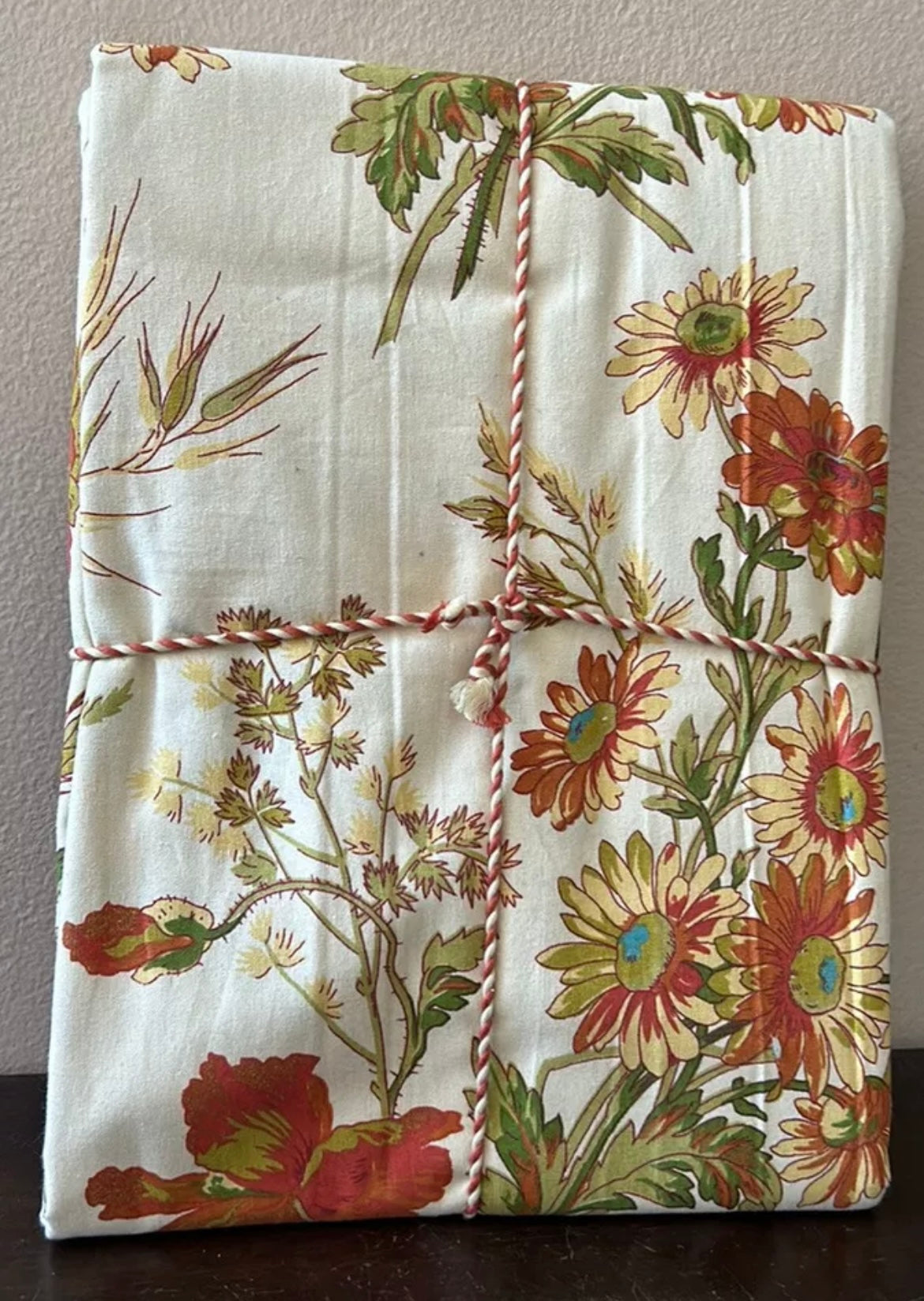 April Cornell Linen Tablecloth Wildflowers Size 60"x 104” Floral Fall Sunflowers