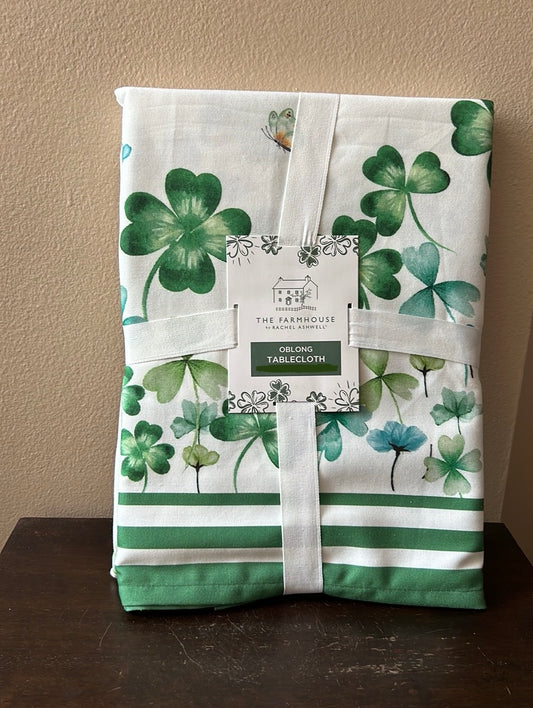 Rachel Ashwell St Patrick’s Day Green White Clover Butterfly Tablecloth ”