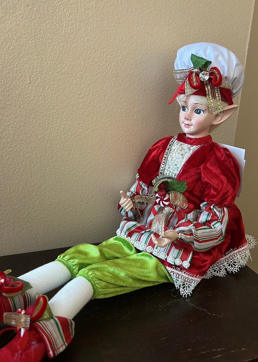 Large Martha Stewart Christmas Elf Fairy Doll Whimsical Red Green New Posable