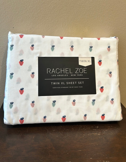 Rachel Zoe Twin XL sheet Set Pink Red Strawberry Colorful New