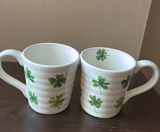 Set Of 4 St Patrick’s Day Mugs Green Clover New