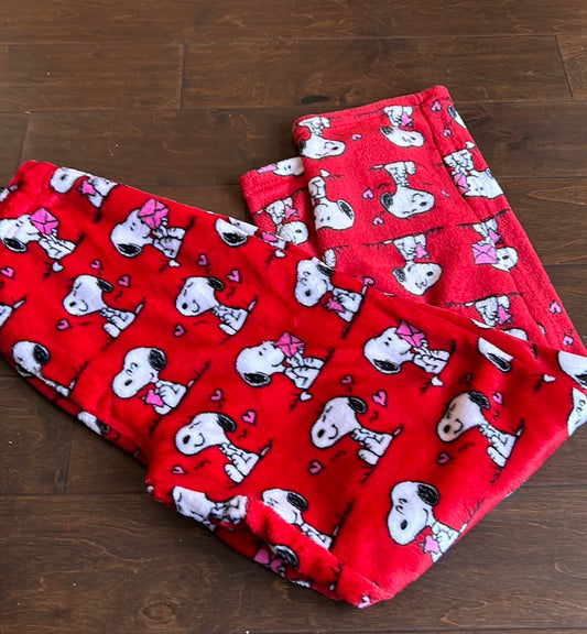 Snoopy Mens Pajama Pants Valentines Day New Hearts Love Red