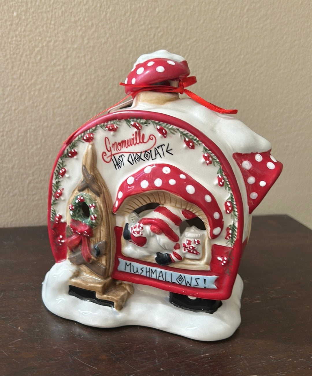 Blue Sky Clayworks Gnomeville Hot Chocolate Stand Candle House “Mushmallows” NWT