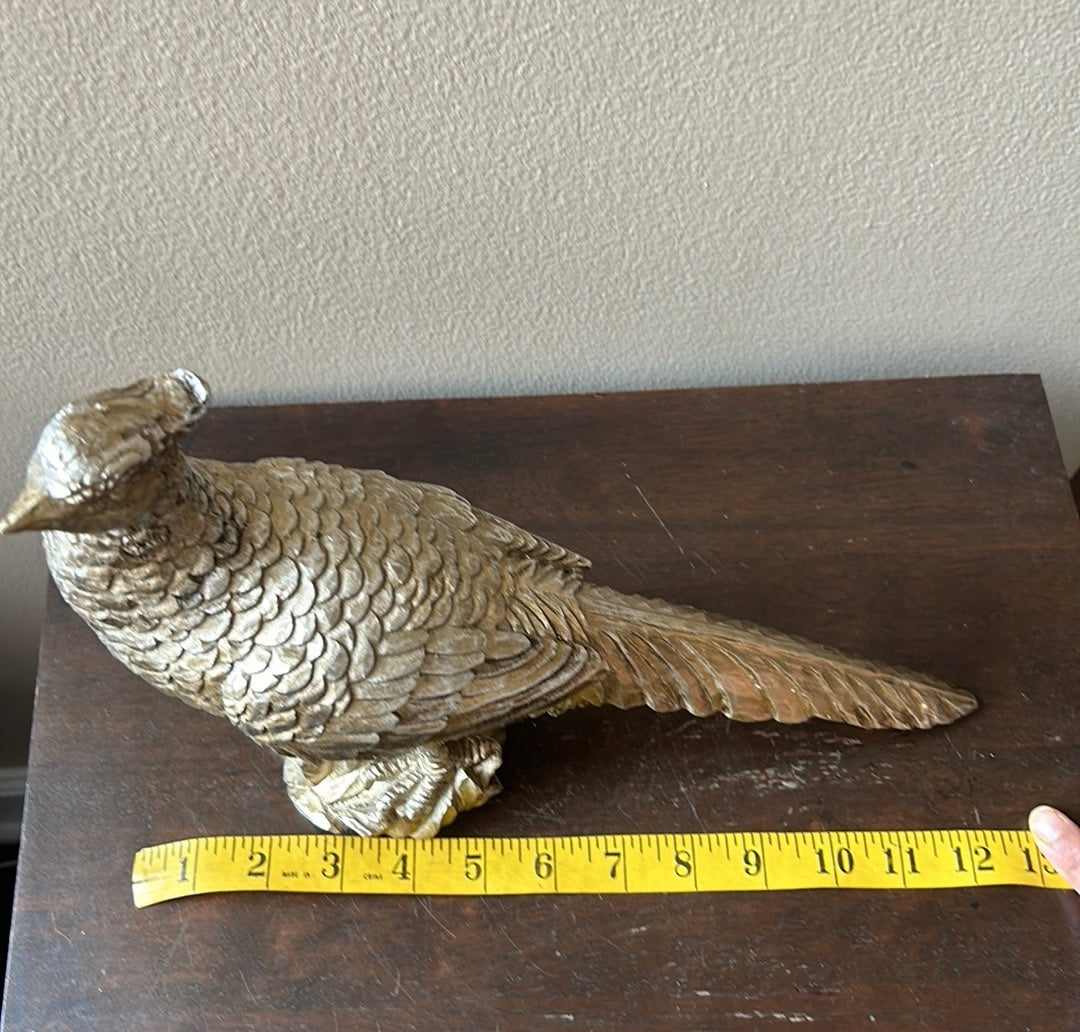 New Dull Gold Pheasant Centerpiece Fall Thanksgiving 9” Tall