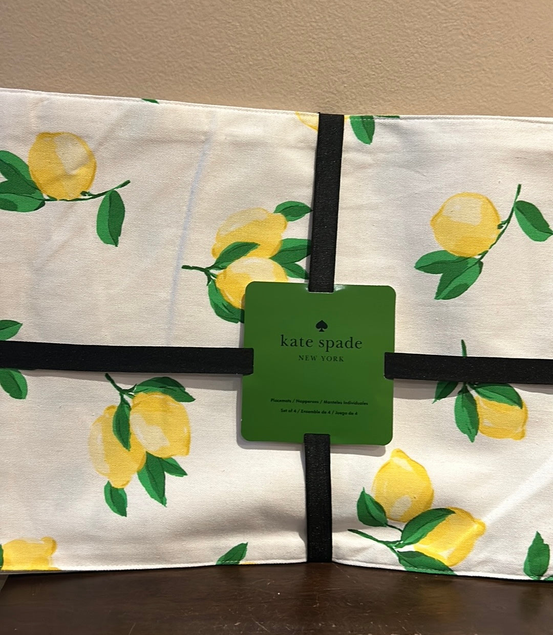 Kate Spade Set of 4 Cotton Placemats 14" x 19" LEMON Print