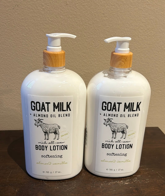 GOAT MILK ALMOND VANILLA SOFTENING RICH ALL OVER BODY LOTION 27 OZ HOME/BODY CO