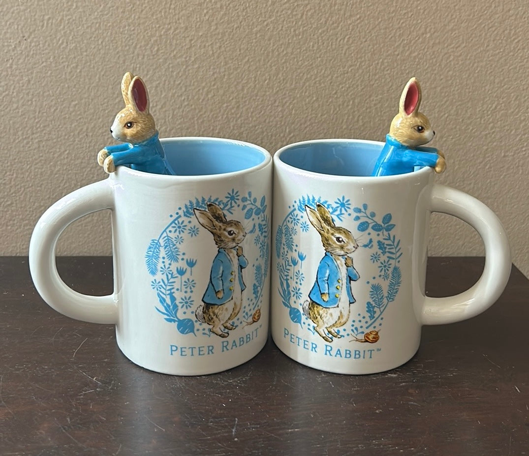 2 Beatrix Potter The World of Peter Rabbit Mug With 3D Figure Easter 2024/NEW