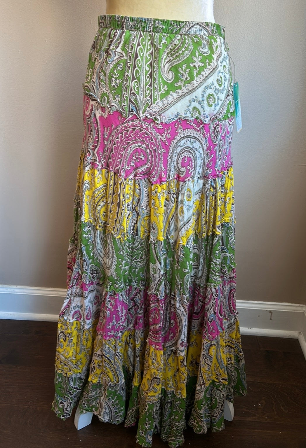 True Destinations Bohemian Skirt Long Maxi Flare Sz XL New Cotton Paisley