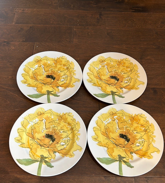 Royal Stafford Set Of 4 Dinner Plates Sunflower New